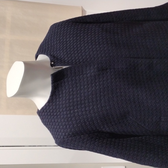 Talbots navy blue cotton basket weave coat. NWT. Size 12 - Picture 1 of 12